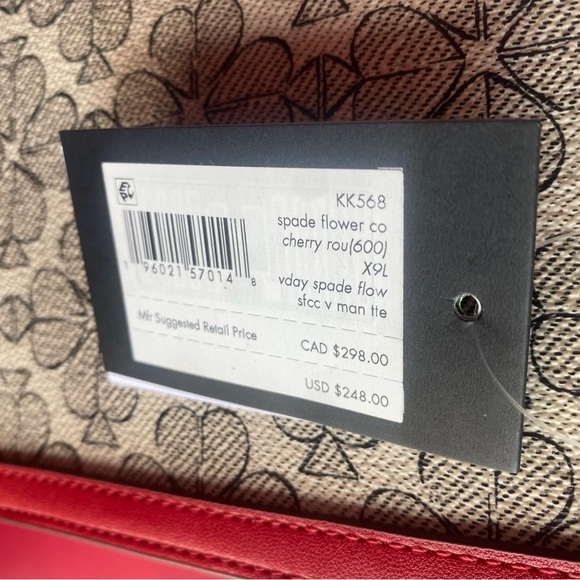 Heart & Flowers Kate Spade Coated Canvas Red Leather Trim ready for Spring NWT - Picture 10 of 12